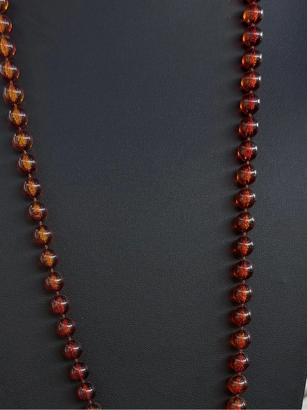 Vintage Amber-Tone Beaded Lariat Long Necklace